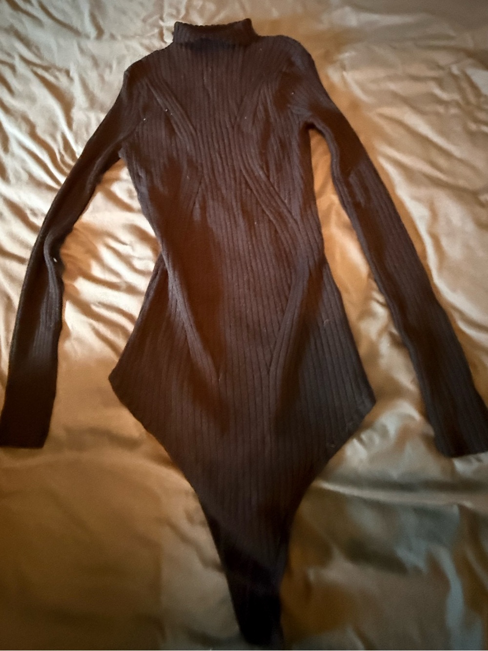 Lulu's Black Ribbed Long-Sleeve Turtleneck Bodysuit